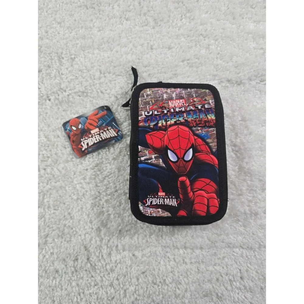 Marvel Ultimate Spider-Man Triple Zipper Pencil Case Black Red REF 51449 NWT